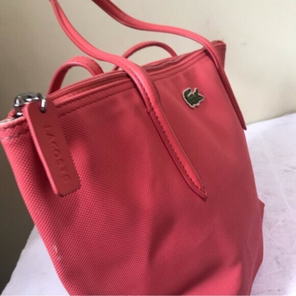 Lacoste L.12.12 Medium Tote Bag Coated Canvas Zip Top Shoulder bag Travel Preppy - Picture 6 of 16